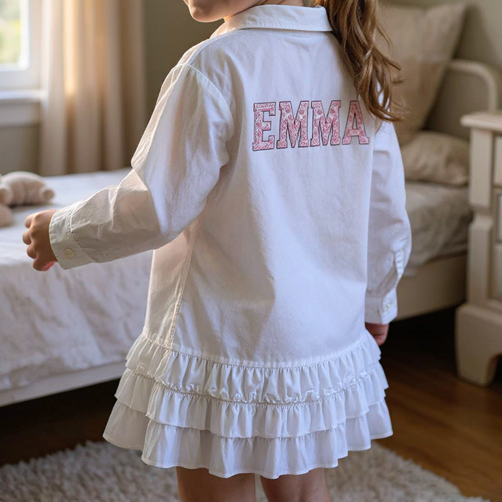 Personalized Girl Monogram White Shirt  Dress| Dress112