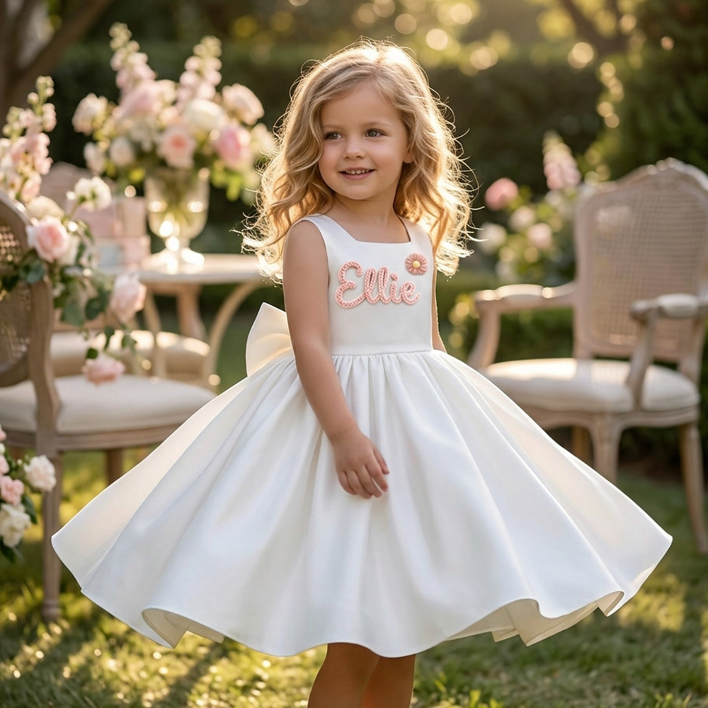 Personalized Baby Girl Embroidered Party Dress| Dress120