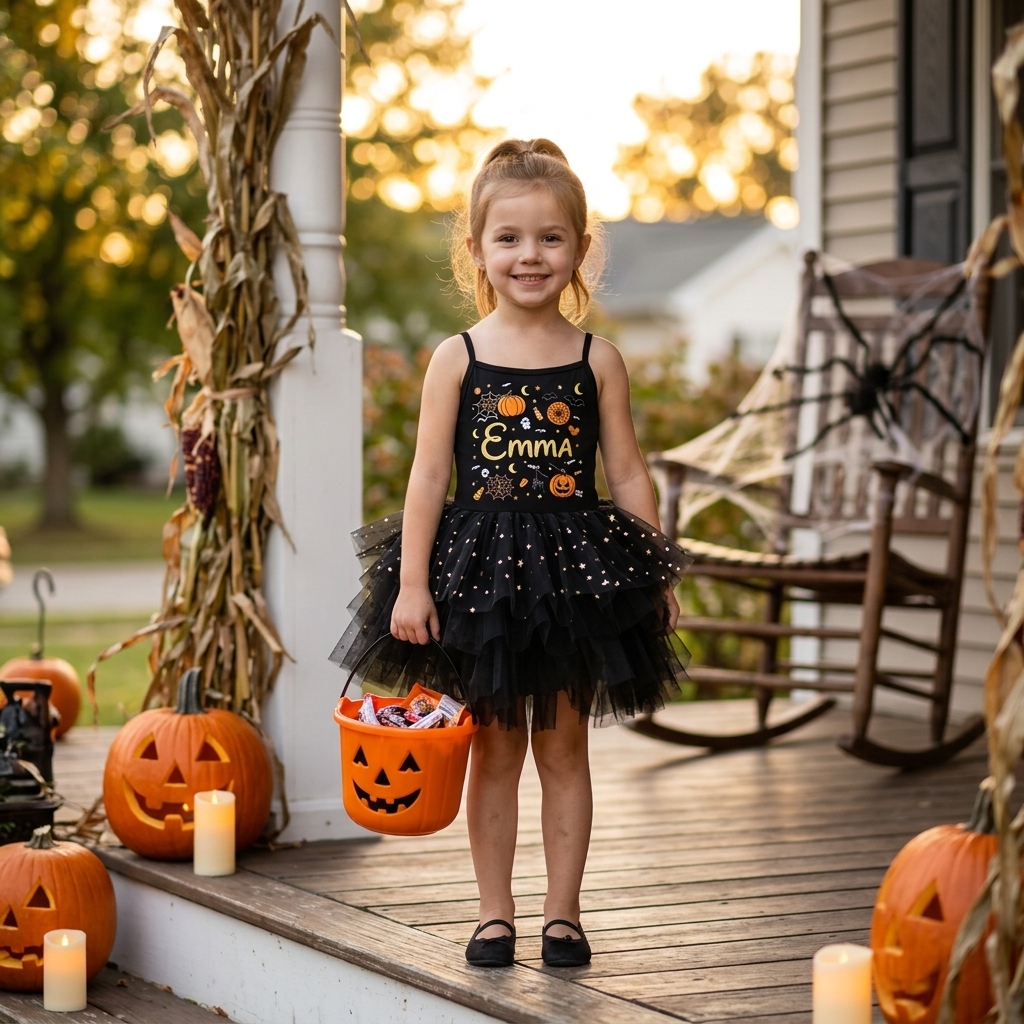 Personalized Girl Halloween Pumpkin Tutu Dress| YESHalloween10
