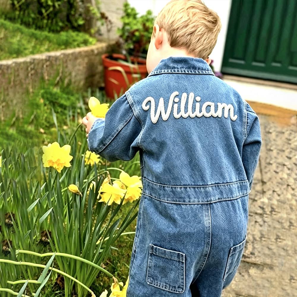 Personalized Baby Embroidered Oversized Denim Jumpsuit| Pants62