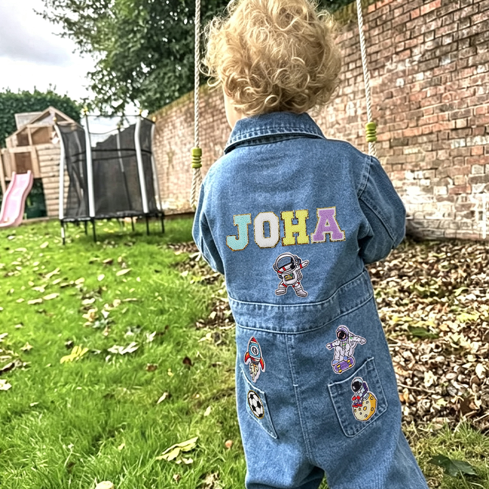 Personalized Baby Hand Patch Oversized Denim Jumpsuit| Pants61