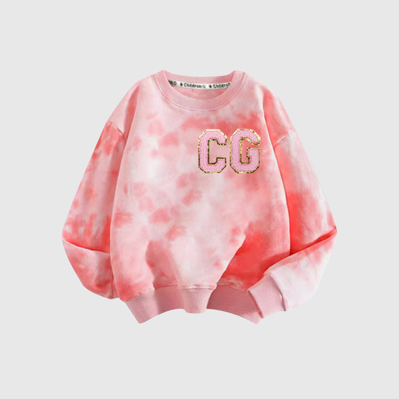 Personalized Chenille Patch Tie Dye Sweatshirt| Cloth105