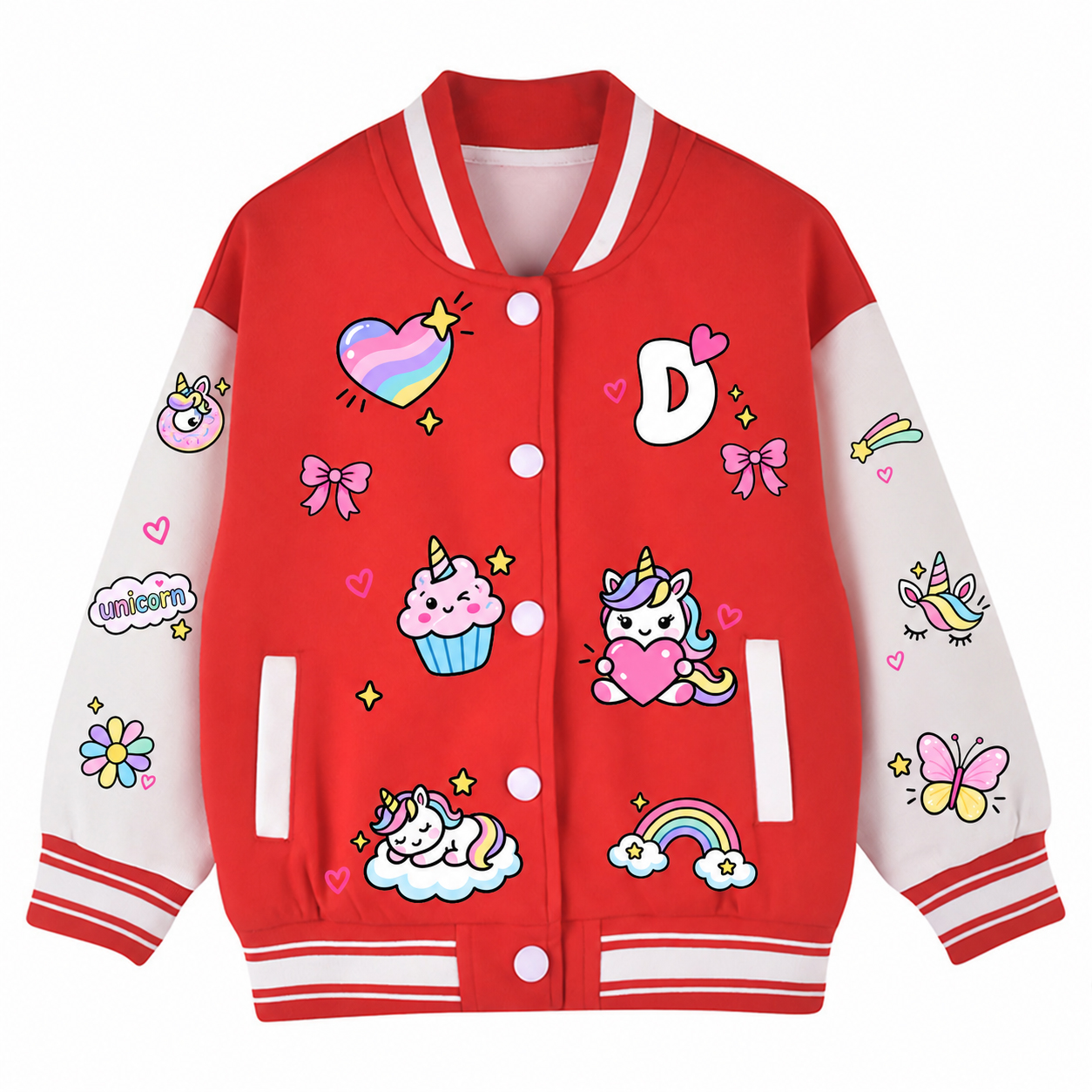 Personalized Kids Unicorn Varsity Jacket | Cloth290