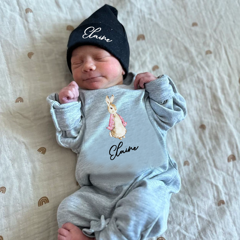 Personalized Blue & Pink Rabbit Baby Going Home Sets| BBCloth13