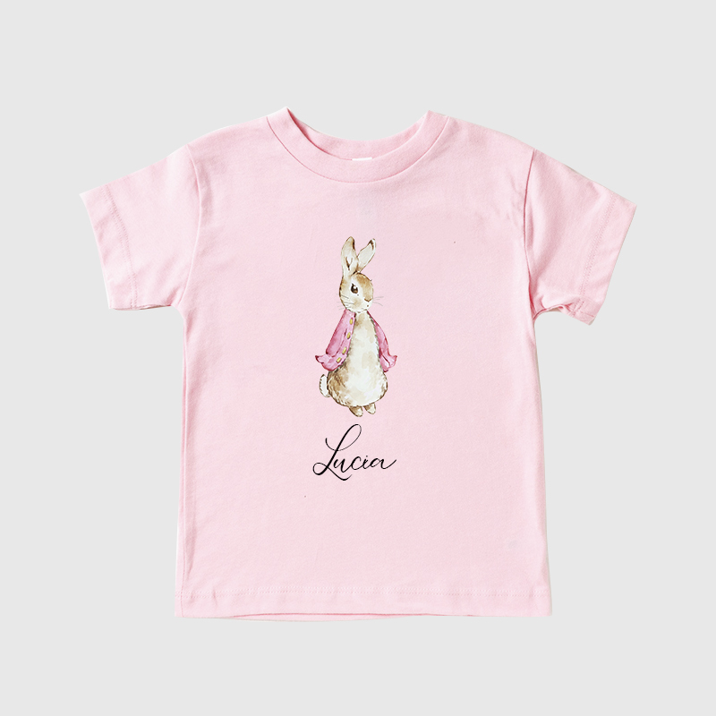 Personalized Kids Blue & Pink Rabbit T-Shirt| Cloth122