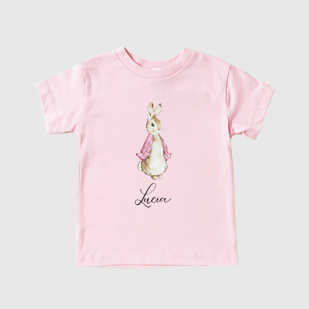 Personalized Kids Blue & Pink Rabbit T-Shirt| Cloth122
