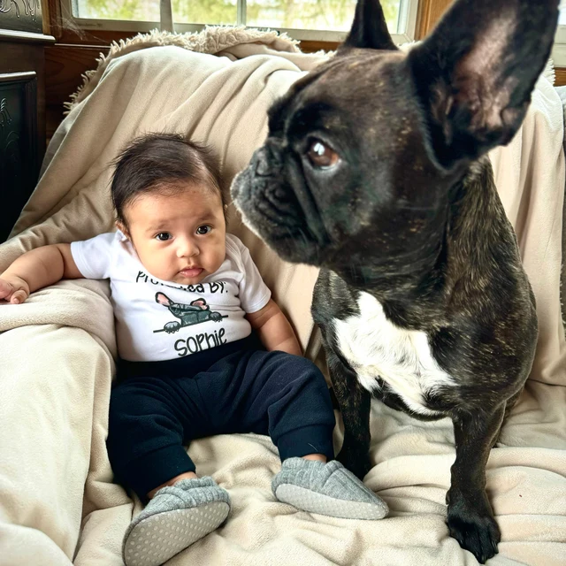 Personalized Baby Protected By Dog Onesie| BBCloth16