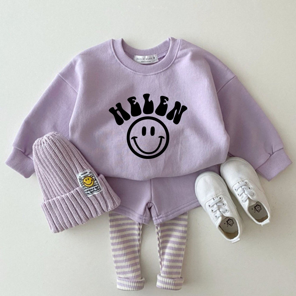Personalized Kids Smile Face Sweatshirt Set | Cloth52