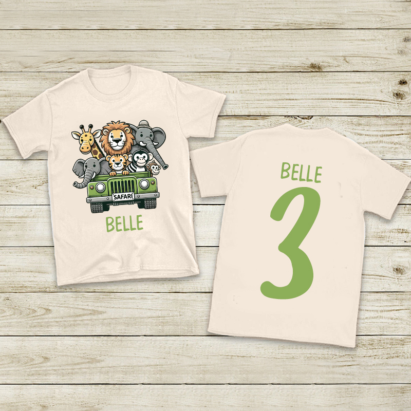 Personalized Kid Safari Birthday Cozy T-Shirt| Cloth1445