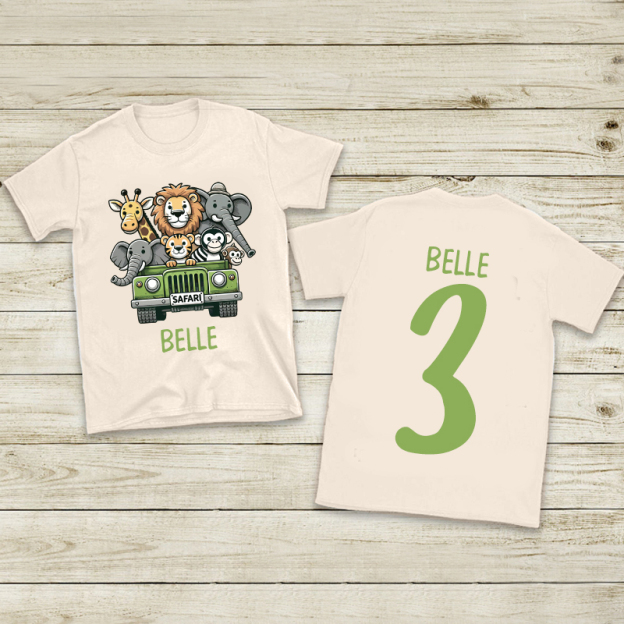 Personalized Kid Safari Birthday Cozy T-Shirt| Cloth1445