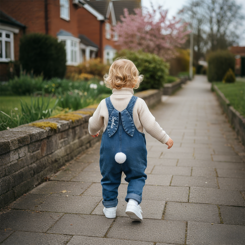 Personalized Kids Bunny Ears Demin Overalls| Pants29