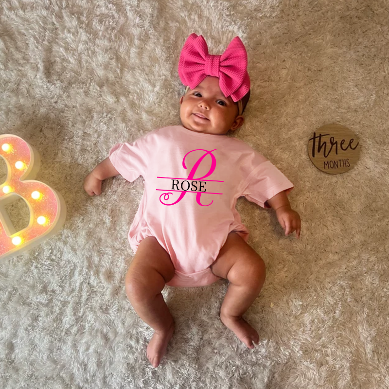 Personalized Baby Split Monogram Alphabet Bubble Romper| BBCloth46