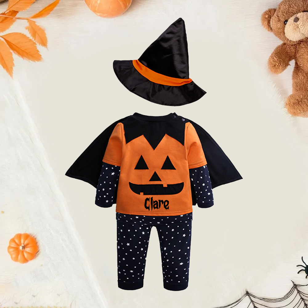 Personalized 4Pcs Baby Halloween Costumes Pumpkin Outfit| YESHalloween04