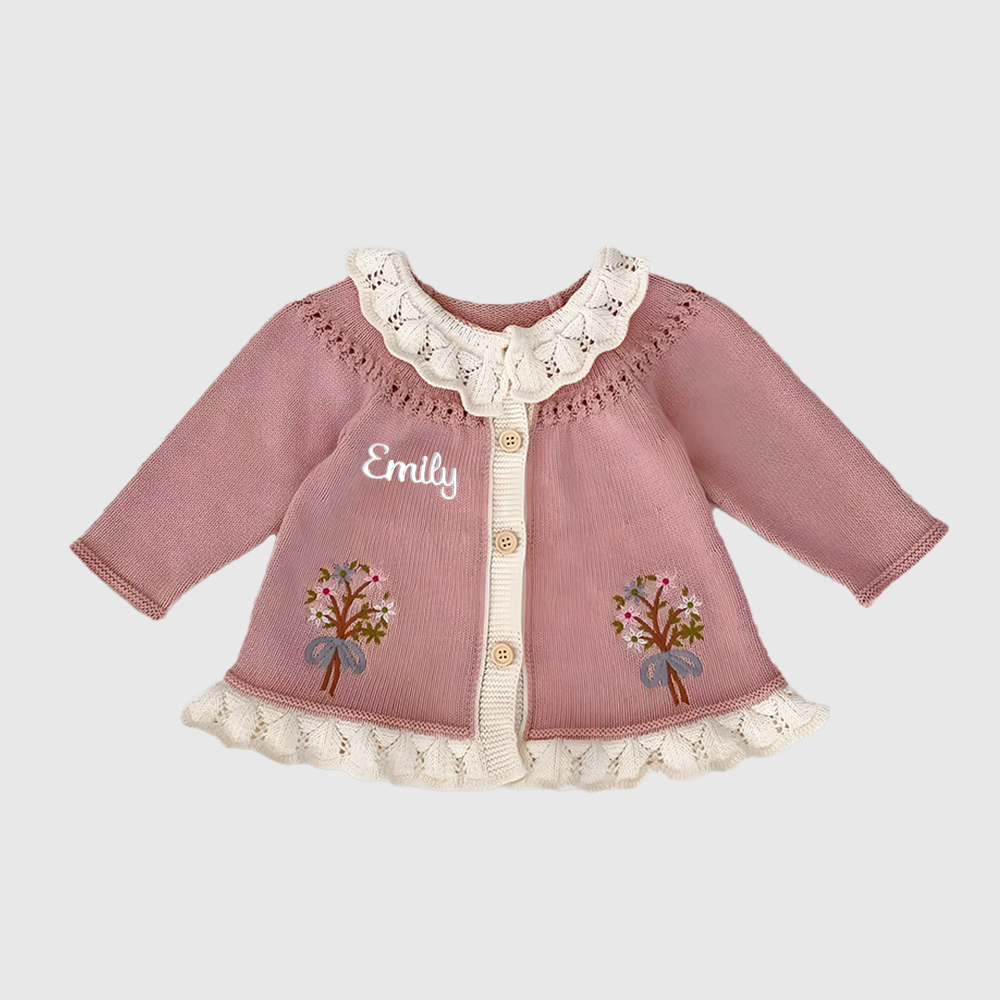 Personalized Baby Girl Vintage Flower Cardigan| BBcloth114