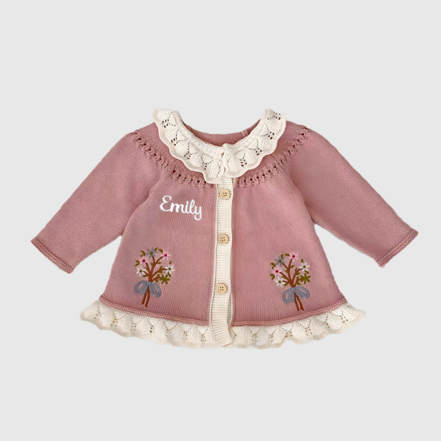 Personalized Baby Girl Vintage Flower Cardigan| BBcloth114