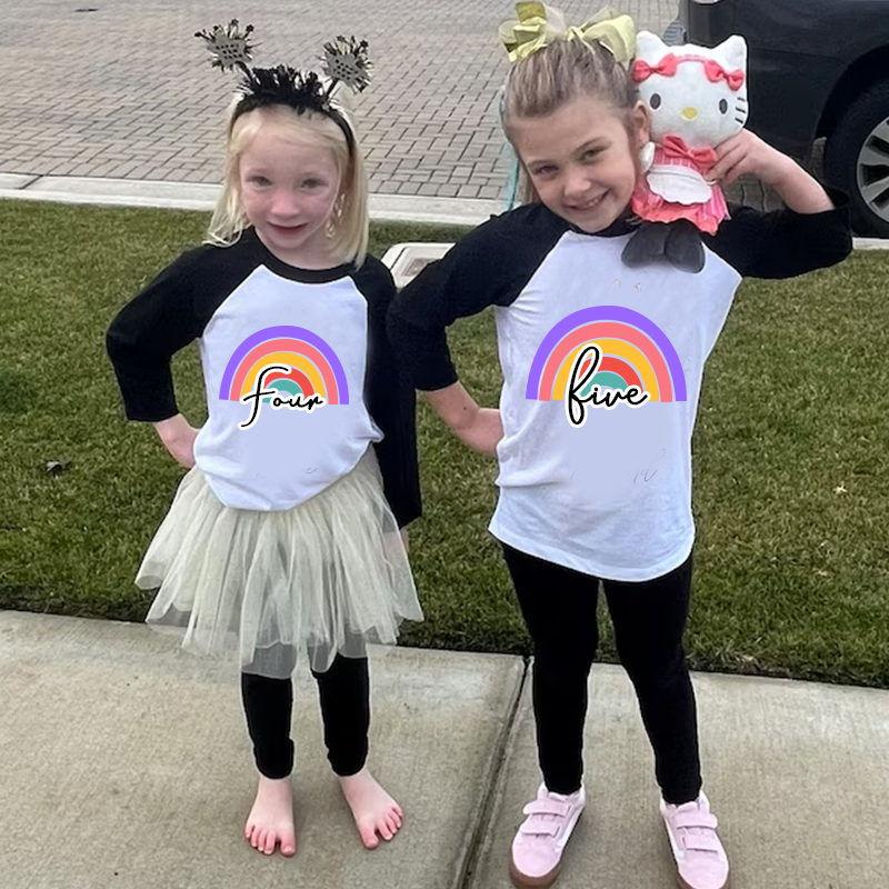 Personalized Girls Birthday Rainbow Long Sleeves Shirt| Cloth135