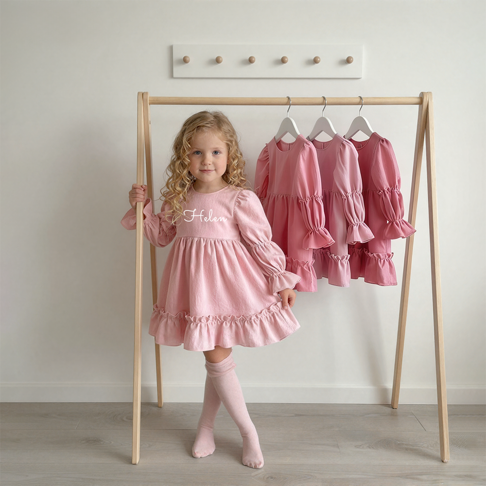Personalized Girl Pink Lantern Sleeves Dress| Dress45