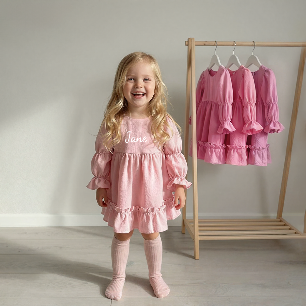 Personalized Girl Pink Lantern Sleeves Dress| Dress45