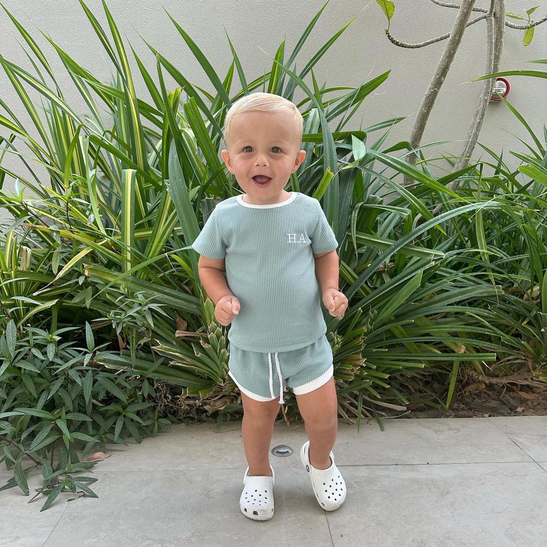 Personalized Kids Initials Ribbed Toddler Shorts Set| Cloth154