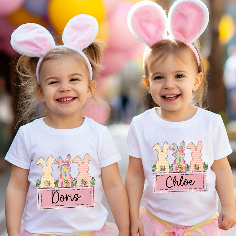 Personalized Kids Bunny Summer T-Shirt| Cloth1420