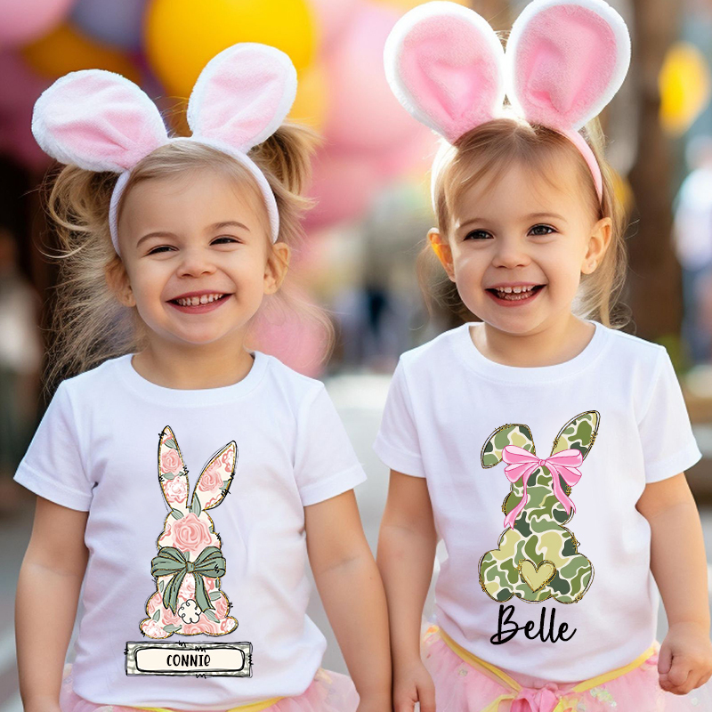 Personalized Kids Bunny Summer T-Shirt| Cloth1417
