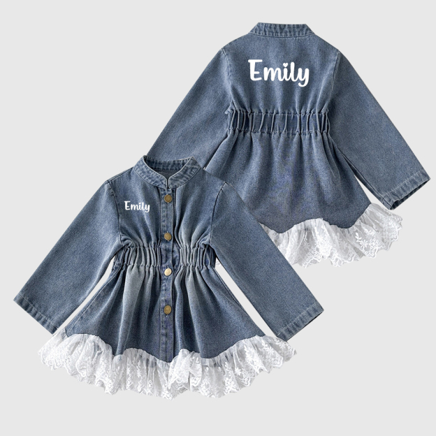 Personalized Girl Lace Retro Denim Dress| Cloth265