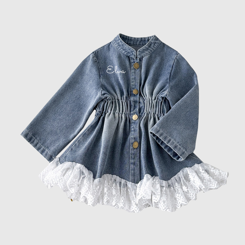 Personalized Girl Lace Retro Denim Dress| Cloth265