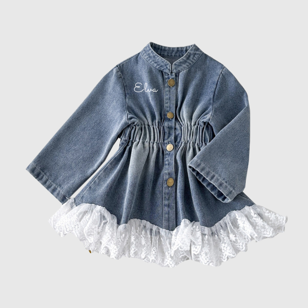 Personalized Girl Lace Retro Denim Dress| Cloth265