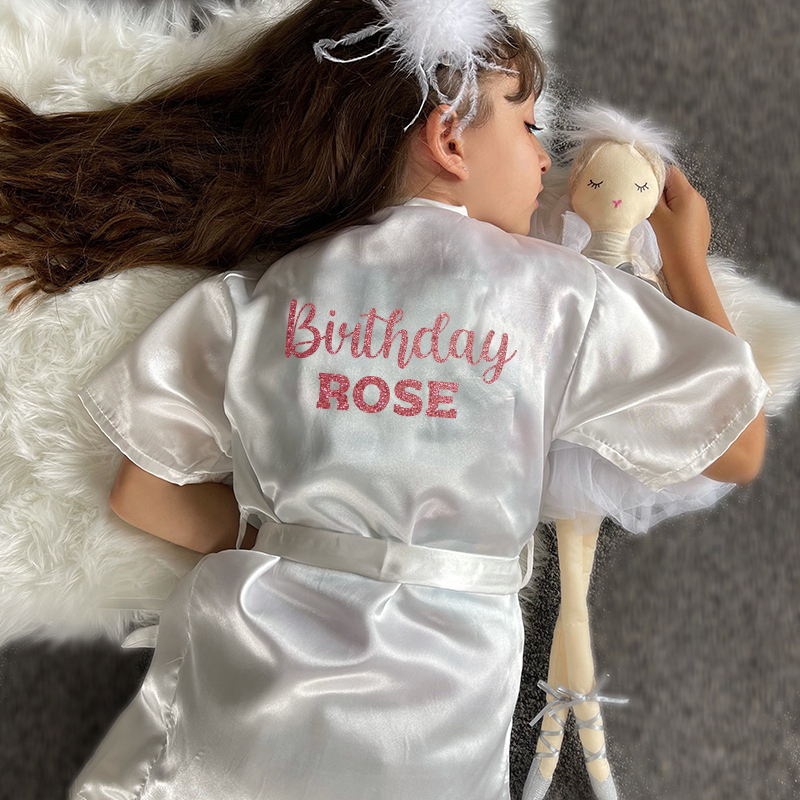 Personalized Girls Birthday Party Silk Robe| Cloth163