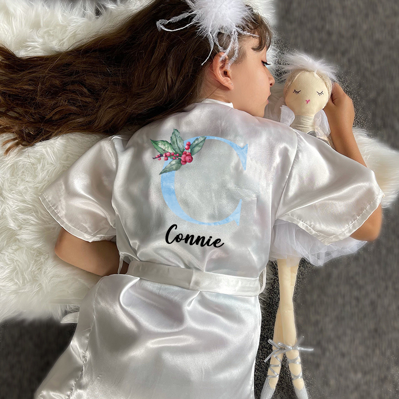 Personalized Girls Xmas Party Silk Robe| Cloth209