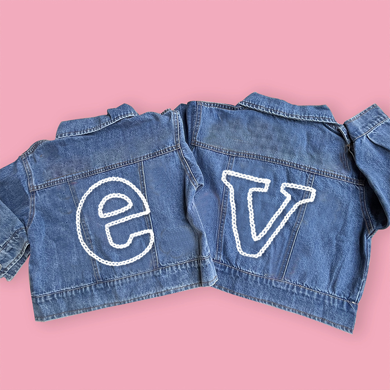 Personalized Hand Embroidered Kids Name Denim Jacket| Cloth189