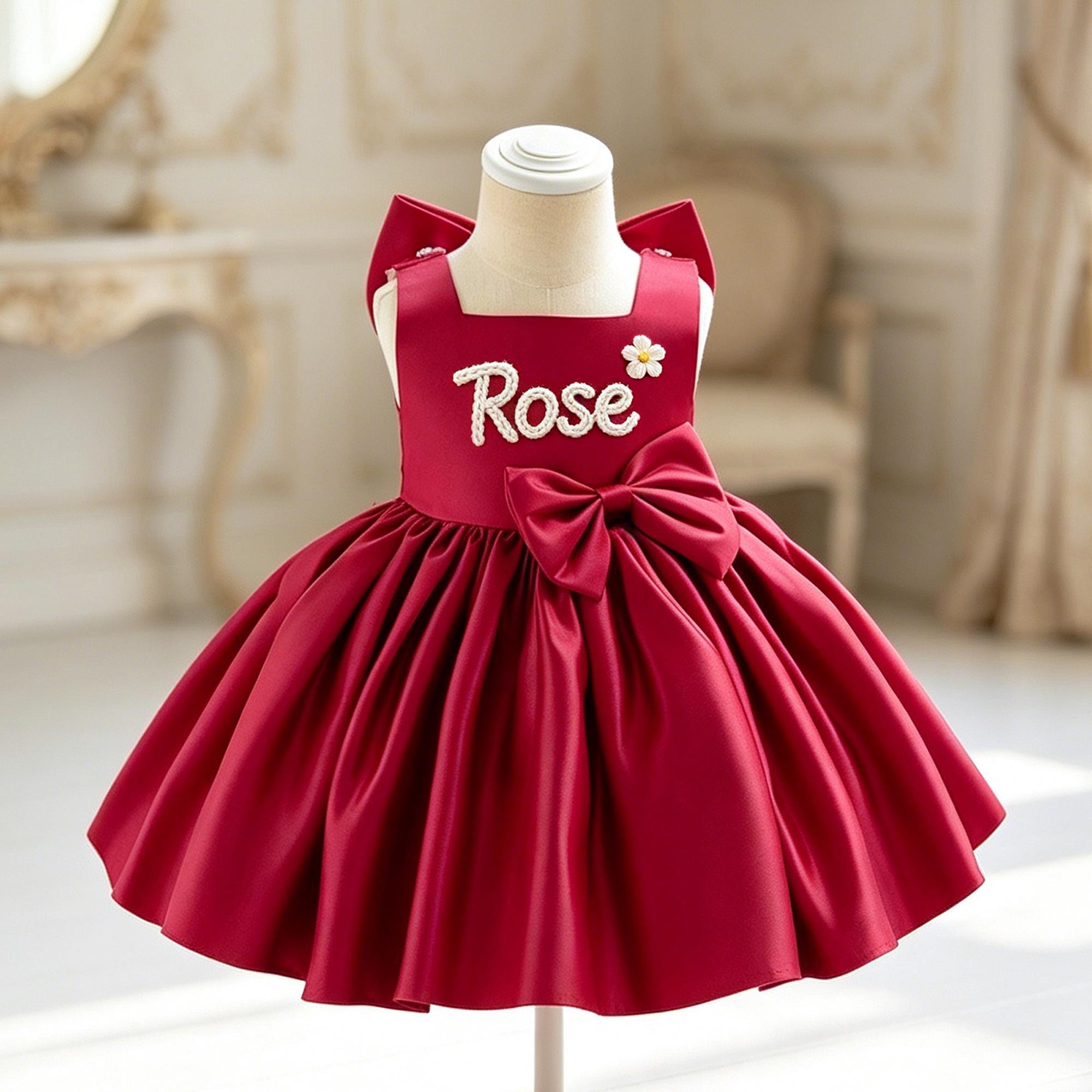 Personalized Baby Girl Embroidered Party Dress| Dress120