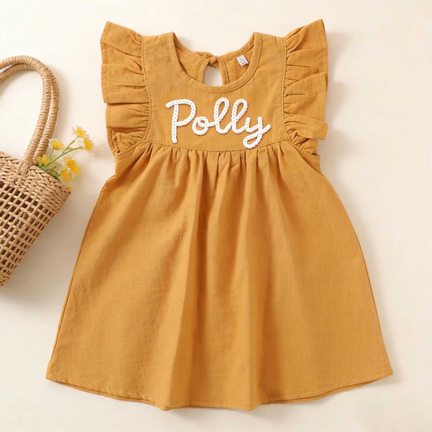 Personalized Girls Hand-Embroidered Name Ruffle Bubble Dress| Dress86