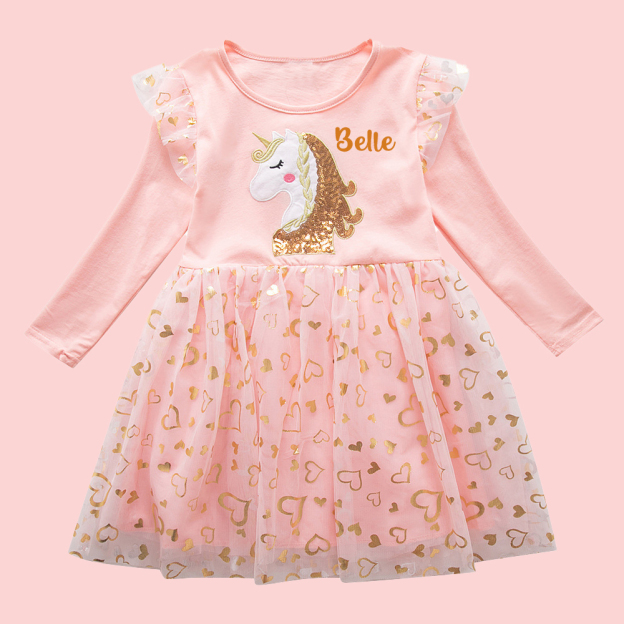 Personalized Girl Unicorn Birthday Dress| Dress09