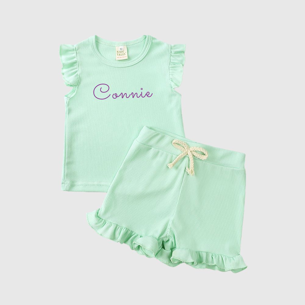 Personalized Girl Summer Ruffle T-Shirt and Shorts Set| Cloth231