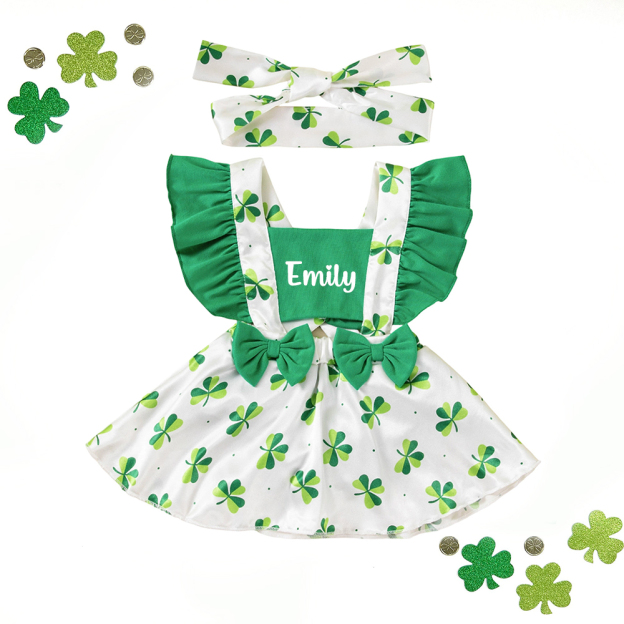 Personalized St. Patrick's Day Baby Dress & Headband Set| Dress60