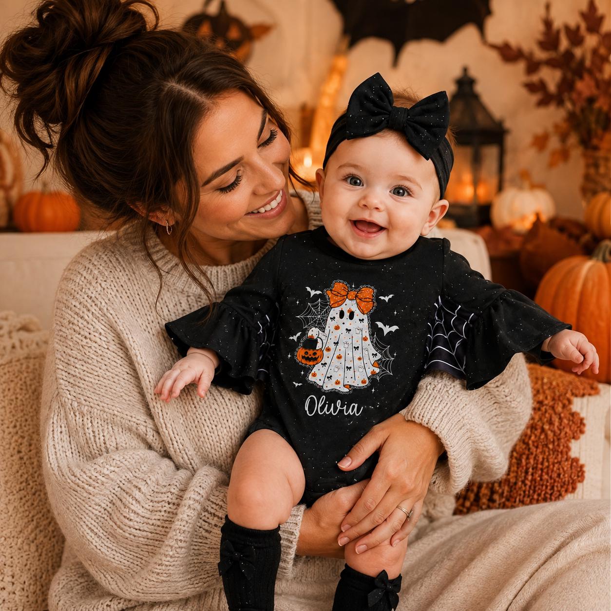 Personalized Baby Halloween Gift Bodysuit and Headband Set| YESHalloween19