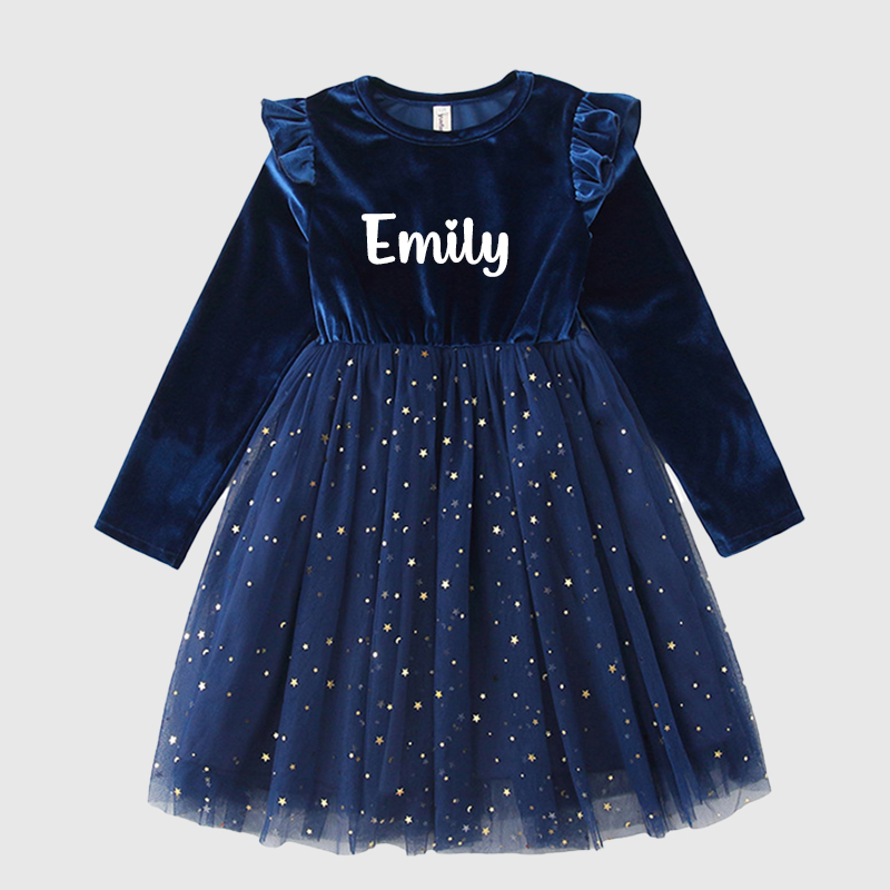 Personalized Gir Long-Sleeved Ruffled Princess Dress| Dress26