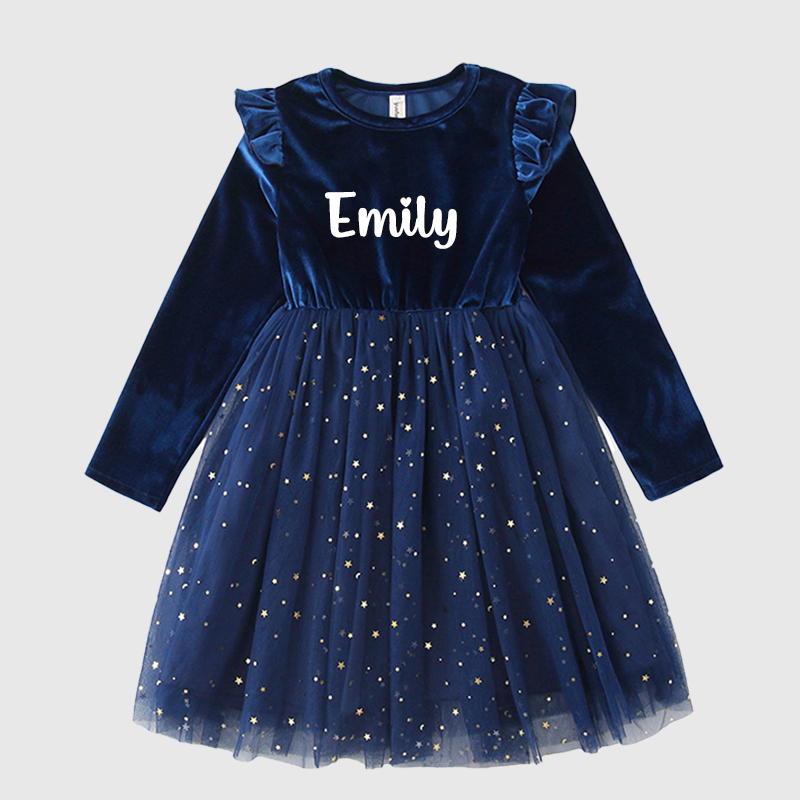 Personalized Gir Long-Sleeved Ruffled Princess Dress| Dress26