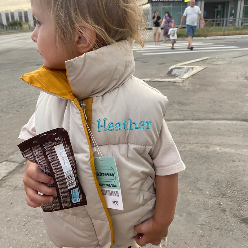 Personalized Kids Winter Thicken Warm Embroidered Vest Jackets| Cloth200