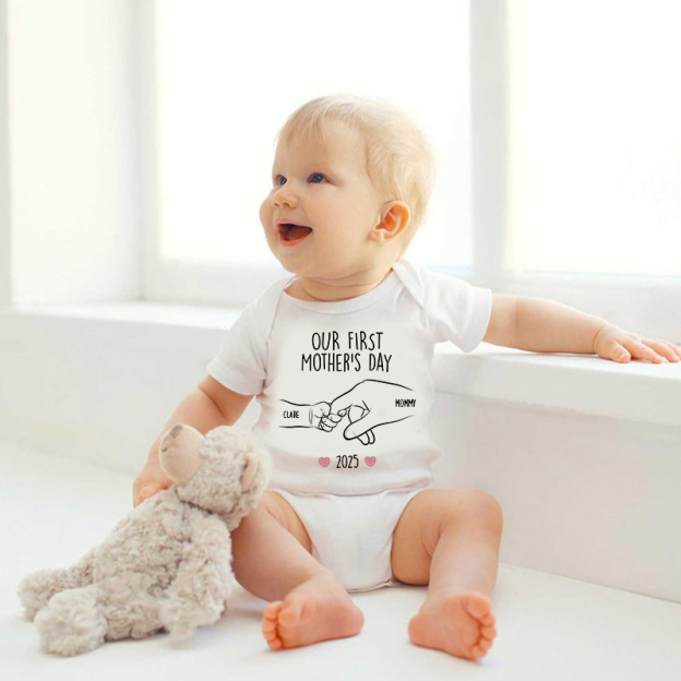Personalized Our First Mother's Day Baby Cozy Onesie| BBcloth2216