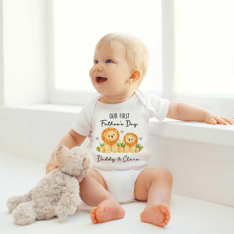 Personalized Our First Father's Day Baby Cozy Onesie| BBcloth2230