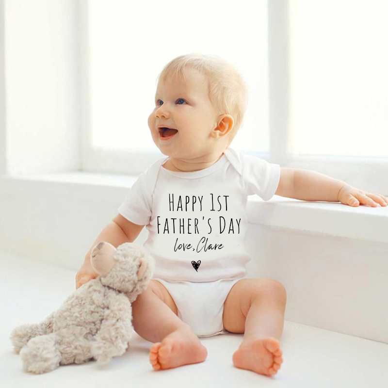 Personalized Happy First Father's Day Baby Cozy Onesie| BBcloth2231