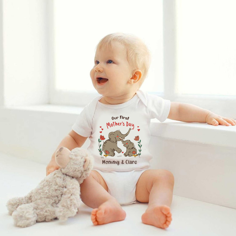 Personalized Our First Mother's Day Baby Cozy Onesie| BBcloth2215