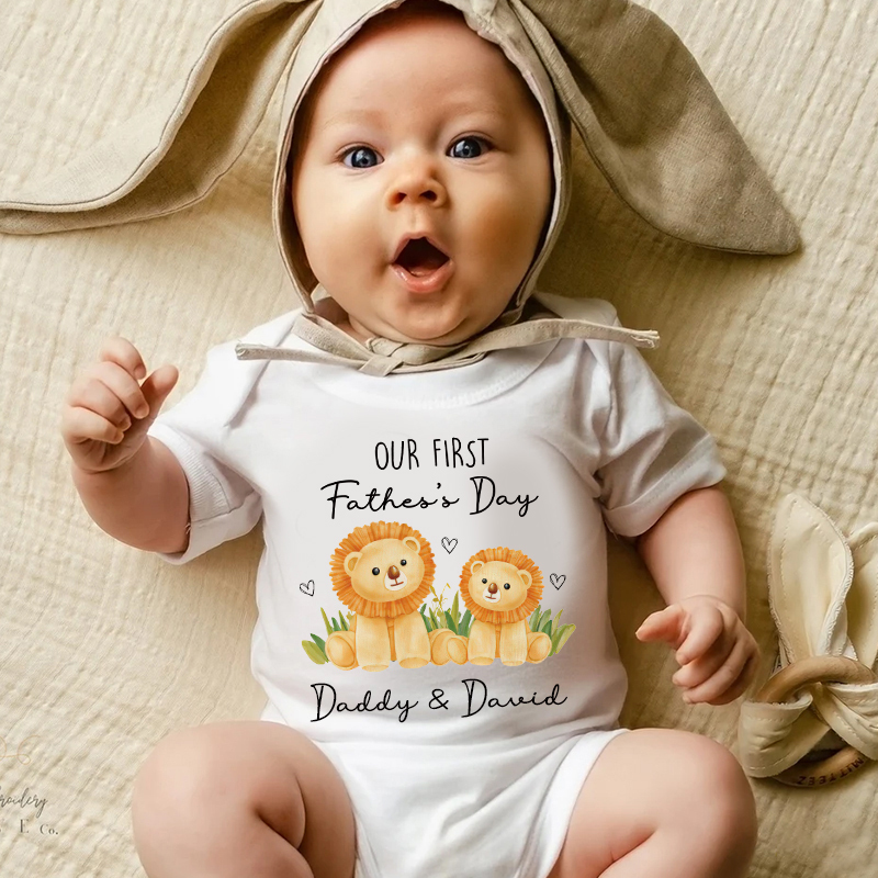 Personalized Our First Father's Day Baby Cozy Onesie| BBcloth2230