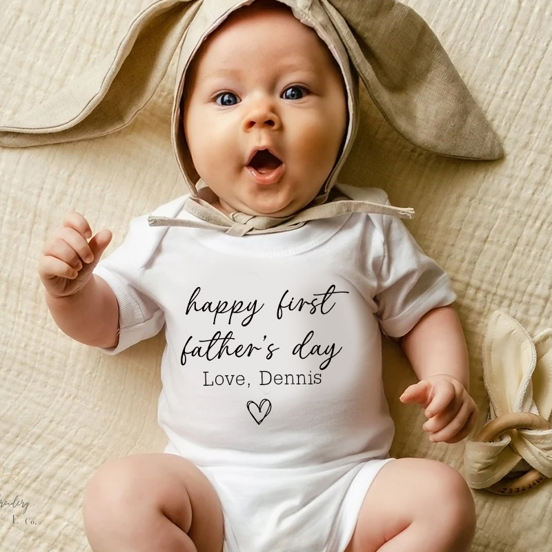 Personalized Happy First Father's Day Baby Cozy Onesie| BBcloth2229