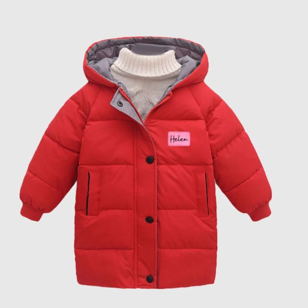 Personalized Kid Leather Patch Winter Thickened Warm Jacket| Cloth211
