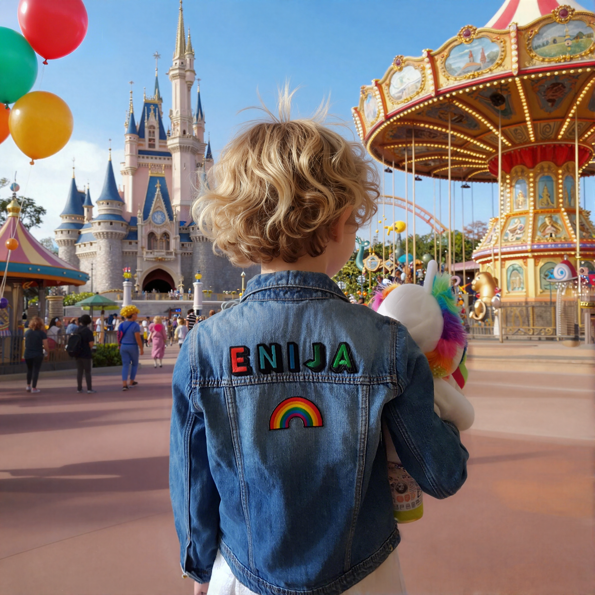 Personalized Kids Hand Patch Rainbow Denim Jacket| Cloth262