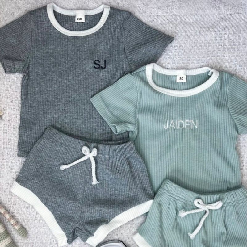 Personalized Kids Embroidered Summer Shorts Set| Cloth174