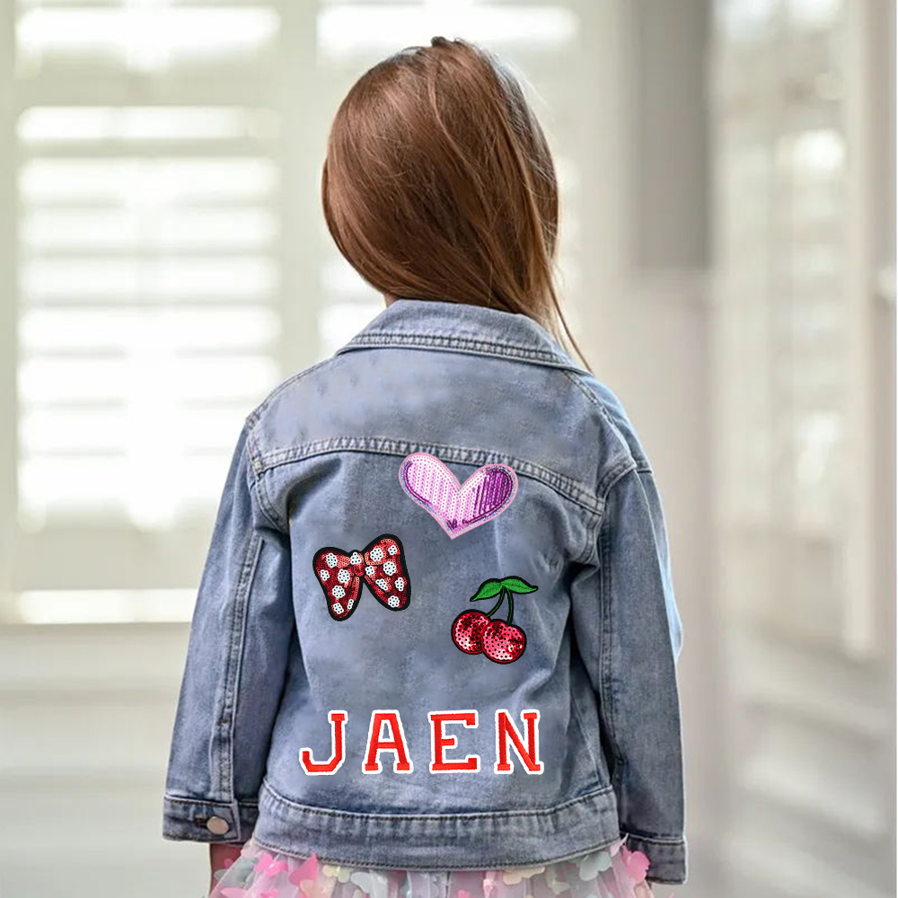 Personalized Girls Denim Patch Jacket| Cloth179